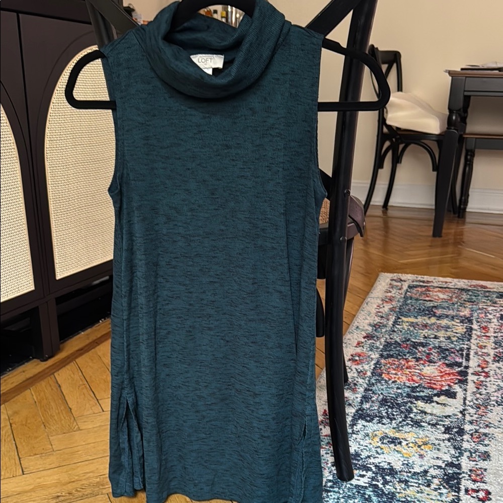 Loft Sleeveless Teal Turtleneck Top